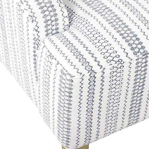 HomePop Velvet Swoop Arm Accent Chair, Blue Farmhouse Stripe HomePop