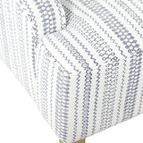 HomePop Velvet Swoop Arm Accent Chair, Blue Farmhouse Stripe HomePop