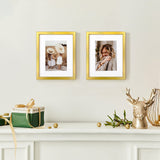 BSRHOME 8x10 Picture Frame with Plexiglass, Display Pictures 5x7 with Mat or 8x10 Without Mat for Tabletop Display and Wall Mounting, Set of 2，Gold BSRHOME