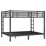 Bellemave Queen Over Queen Bunk Bed for Adults Teens, Metal Queen Bunk Bed with 2 Ladder & Safety Guardrails Heavy Duty Queen Size Bunk Beds with Noise-Reducing Rubber Stoppers, Easy Assemble, Black Bellemave