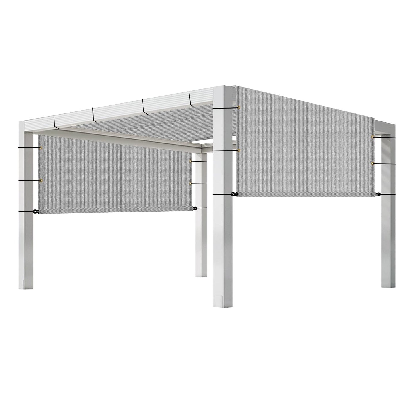 AwnPro 16' x 18' Outdoor Pergola Shade Cover Canopy for Patio Deck Porch Backyard Gazebo Replacement Shade Cover with Spaced Grommets Weighted Rods (Light Gray) - WoodArtSupply