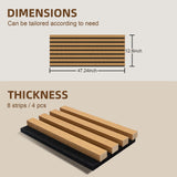 Wood Acoustic Panels Pack of 4, Soundproof Paneling for Interior 47.24”L*12.6”W, Decorative Slat Wall Panels for Noise Reduction, Paper Veneer Brown mondaria