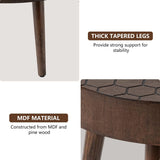 COSIEST Round Coffee Table Set of 2, Nesting Table with Honeycomb Pattern, Modern End Table Set of 2, Wood Cocktail Table for Living Room, Farmhouse, Brown COSIEST