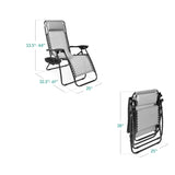 Best Choice Products Set of 2 Adjustable Steel Mesh Zero Gravity Lounge Chair Recliners w/Pillows and Cup Holder Trays - Ice Gray Best Choice Products