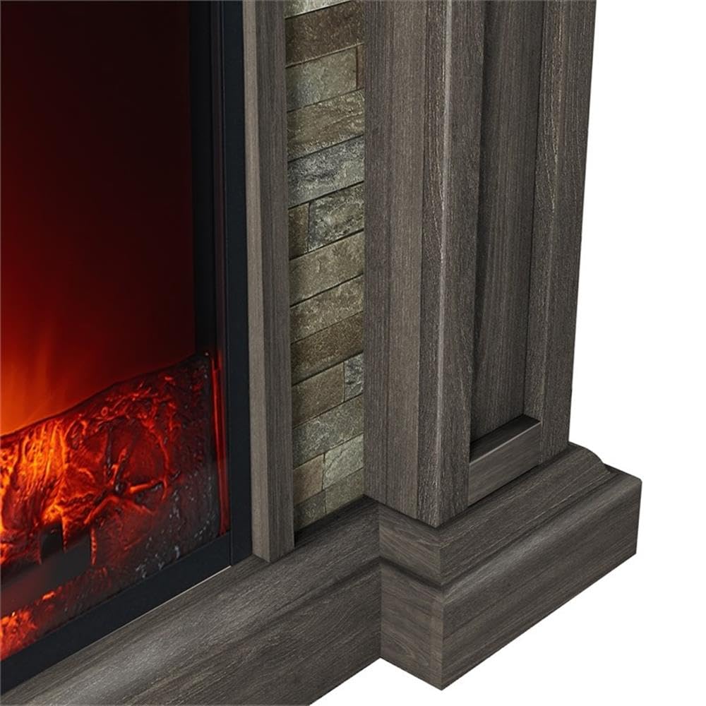 LIVILAND 48" Freestanding Electric Fireplace with Remote Control in Brown