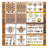 12 Pieces Bee Honeycomb Stencil, Reusable Bee Stencils for Painting on Wood Signs Furniture DIY Crafts Wall Canvas Fabric Plastic Drawing Template Hexagon Paint Wood Burning Stencils (bee) Hosomono