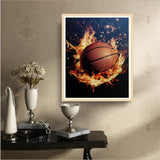 MaiYiYi Fire Basketball Diamond Painting by Numbers 5D Full Round Diamond Painting Basketball Diamond Painting Cross Stitch Kit Ball Lover Diamond Painting for Adult Wall Art Decor (30X40 CM) MaiYiYi