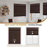 SEEYE Cordless Bamboo Roman Shades, Blackout Natural Bamboo Blinds for Indoor Windows, Roll Up Blind Privacy Shade for Home, Office, Door, UV Resistant & Easy to Install, 36" W x 64" H, Brown SEEYE