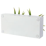 MyGift 10 Inch Artificial Grass Fake Plants in White Rectangular Wood Planter - Faux Plants Indoor for Tabletop Centerpiece Décor MyGift