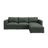 HONBAY Modular Sectional Couch with Storage Corduroy L Shaped Sectional Couches for Living Room,Green HONBAY