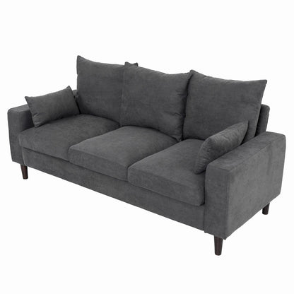 Panana 3 Piece Small Sofa Set, Sectional Sofa Loveseat with Ottoman for Small Space Living Room Apartment (Grey) - WoodArtSupply