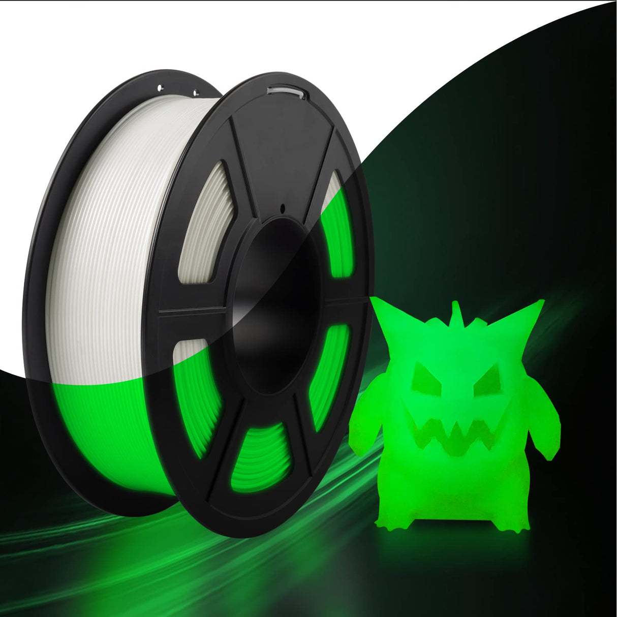 SUNLU Glow in The Dark PLA Filament, Neatly Wound Luminous PLA 3D Printer Filament 1.75mm Dimensional Accuracy +/- 0.02mm, Fit Most FDM 3D Printers, 1kg Spool (2.2lbs), (White PLA, Glow Green) SUNLU