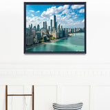 VNUIEHG DIY Digital Oil Painting Set Chicago Skyline Aerial Drone View from Above Lake Michigan and City of Paint by Numbers Kits for Adult Beginner Art Craft for Home Wall Decor 16"x20" VNUIEHG