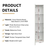 Pvillez 67" Modern LED Display Cabinet with 4 Glass Shelves - Stylish High Gloss Storage for Living Room, Bedroom, or Office (White) Pvillez