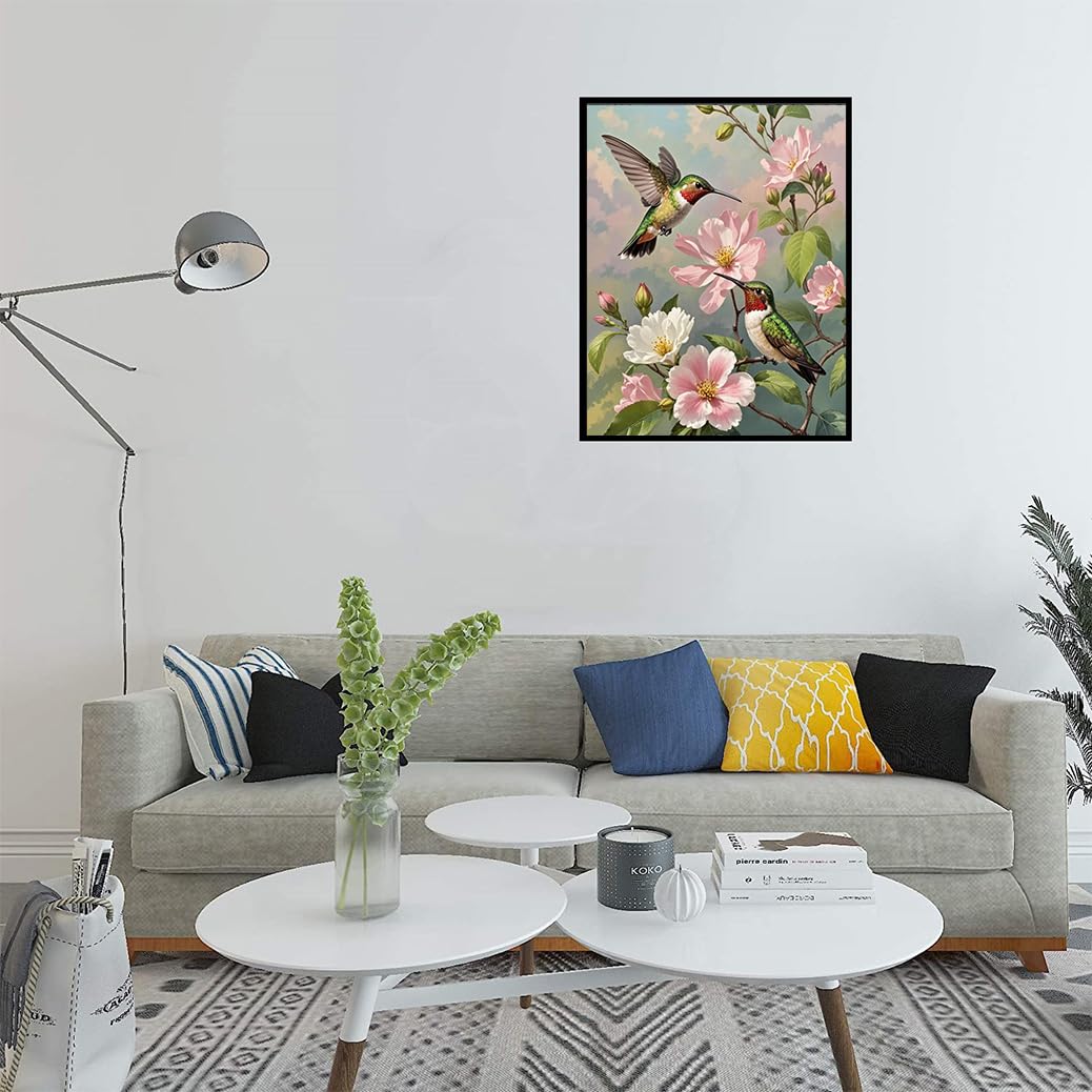 ACIOPPL Paint by Numbers for Adults Beginner Hummingbird DIY Acrylic Painting Kits Bird Oil Painting by Number Kit Bird Drawing Paintwork Acrylic Paint Canvas for Home Wall Decor Flower Hummingbird Generic