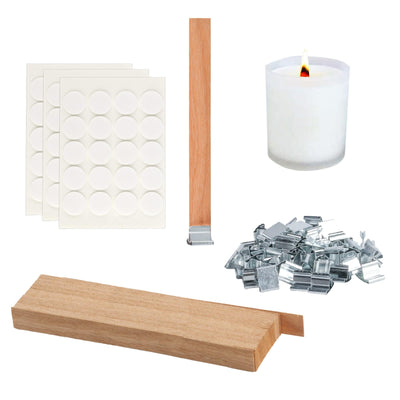 120 Pcs Wood Candle Wicks for Candle Making Kit, Wood Wicks for Candles Making, Wooden Wicks for Candlemaking, Smokeless Natural Crackling Wooden Candle Wicks for Candle Making, Inclu 60 Bases