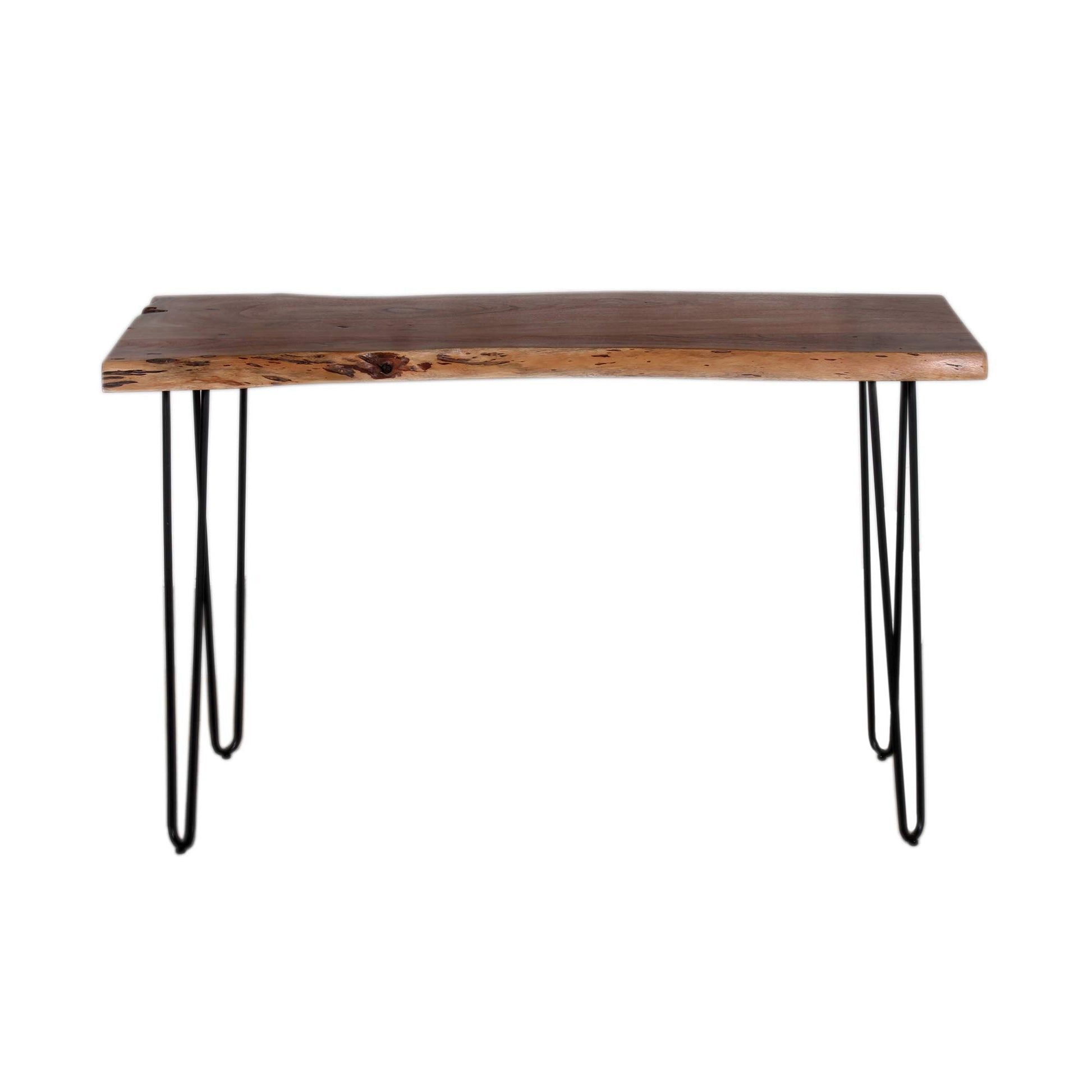 Alaterre Furniture Hairpin Natural Wood with Metal 48" Media Console Table, Live Edge, 16 in x 48 in x 30 in - WoodArtSupply