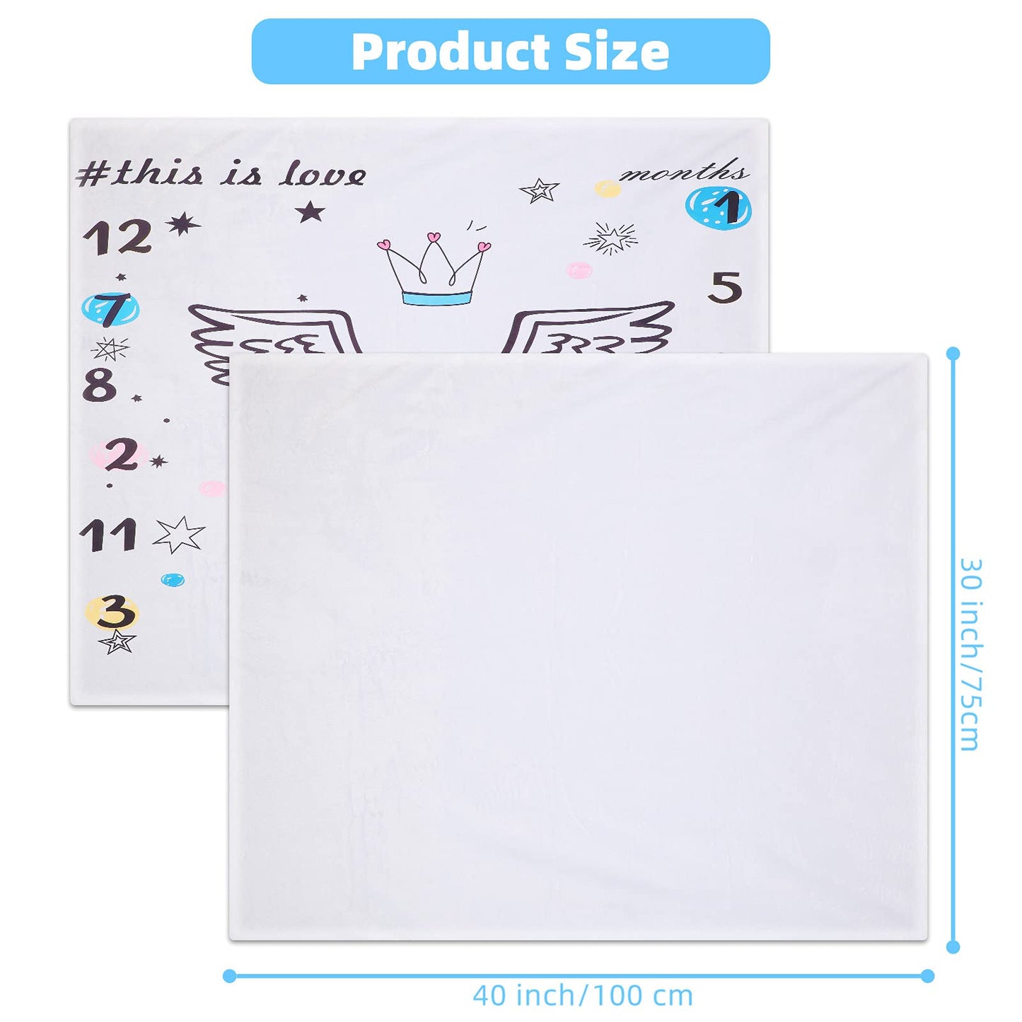 Macarrie 2 Pieces Sublimation Blanket Sublimation Baby Blank Blanket Newborn Swaddle Infant Blanket Receiving Blanket Fuzzy Swaddle Blanket for Baby Travel DIY Backdrop (30 x 40 Inch)