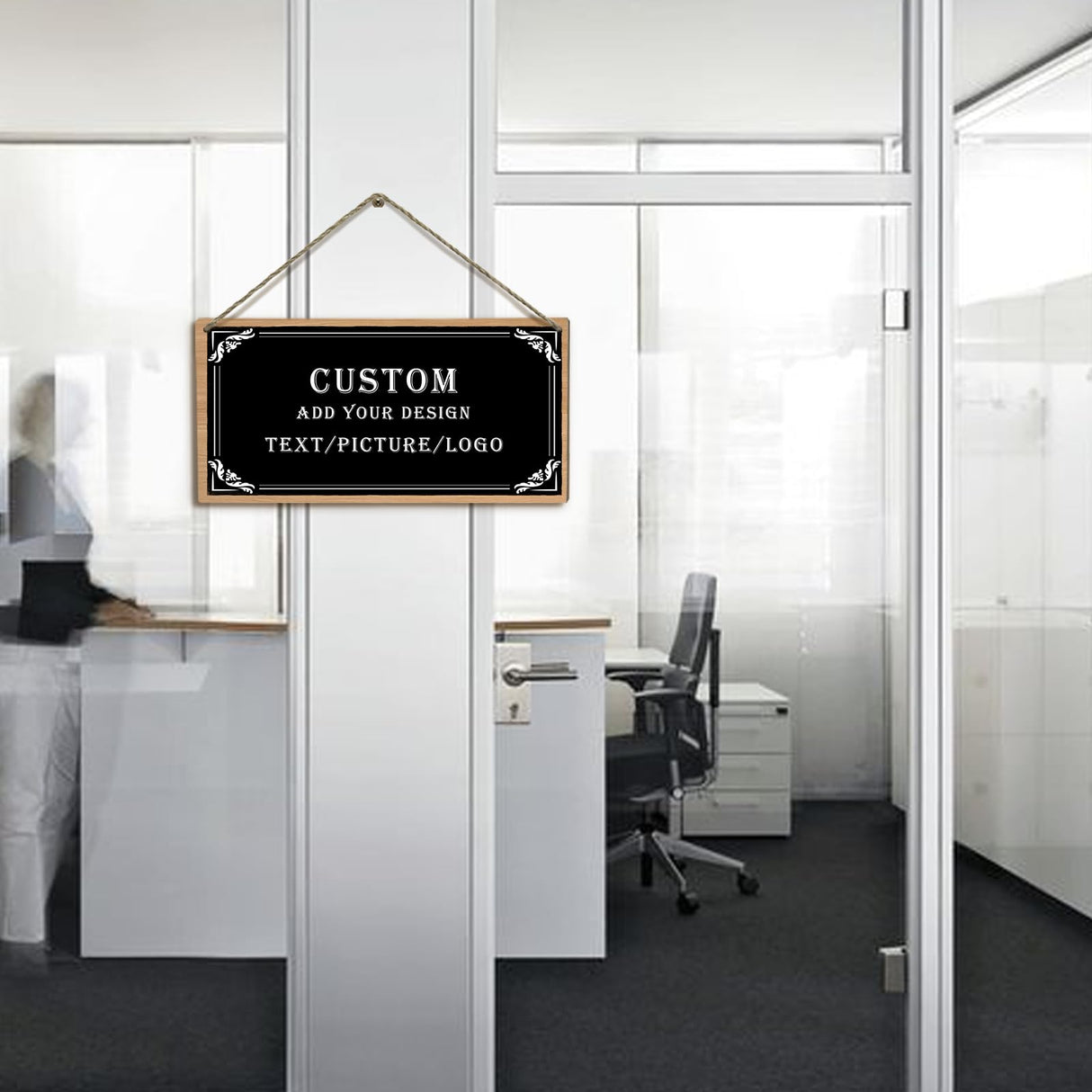 Dacawin Custom Sign Personlized Wood Sign for Door Add Your Text Picture Logo to Design Your Personal Signs Customizable Wooden Wall Door Plaque for Home Business Office Decor 6x12 Inch Dacawin