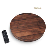 MAGIGO 16 Inches Extra Large Round Black Walnut Wood Ottoman Tray with Handles, Serve Tea, Coffee or Breakfast in Bed, Classic Circular Wooden Decorative Serving Tray MAGIGO