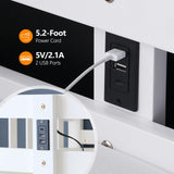 VINGLI Bunk Bed Twin Over Twin with 2 Storage Drawers/RGB LED/Charging Station, Convertible Solid Wood Bunk Bed Frame with Ladders, White VINGLI