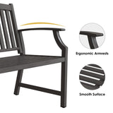 Grand patio 52" Farmhouse Outdoor Bench, Garden Benches with Rust Free Metal Powder Coated Frame and Aluminum Backrest, Faux Wood Grain Finish Frame Patio Bench for Front Porch, Weathered Grey Grand patio