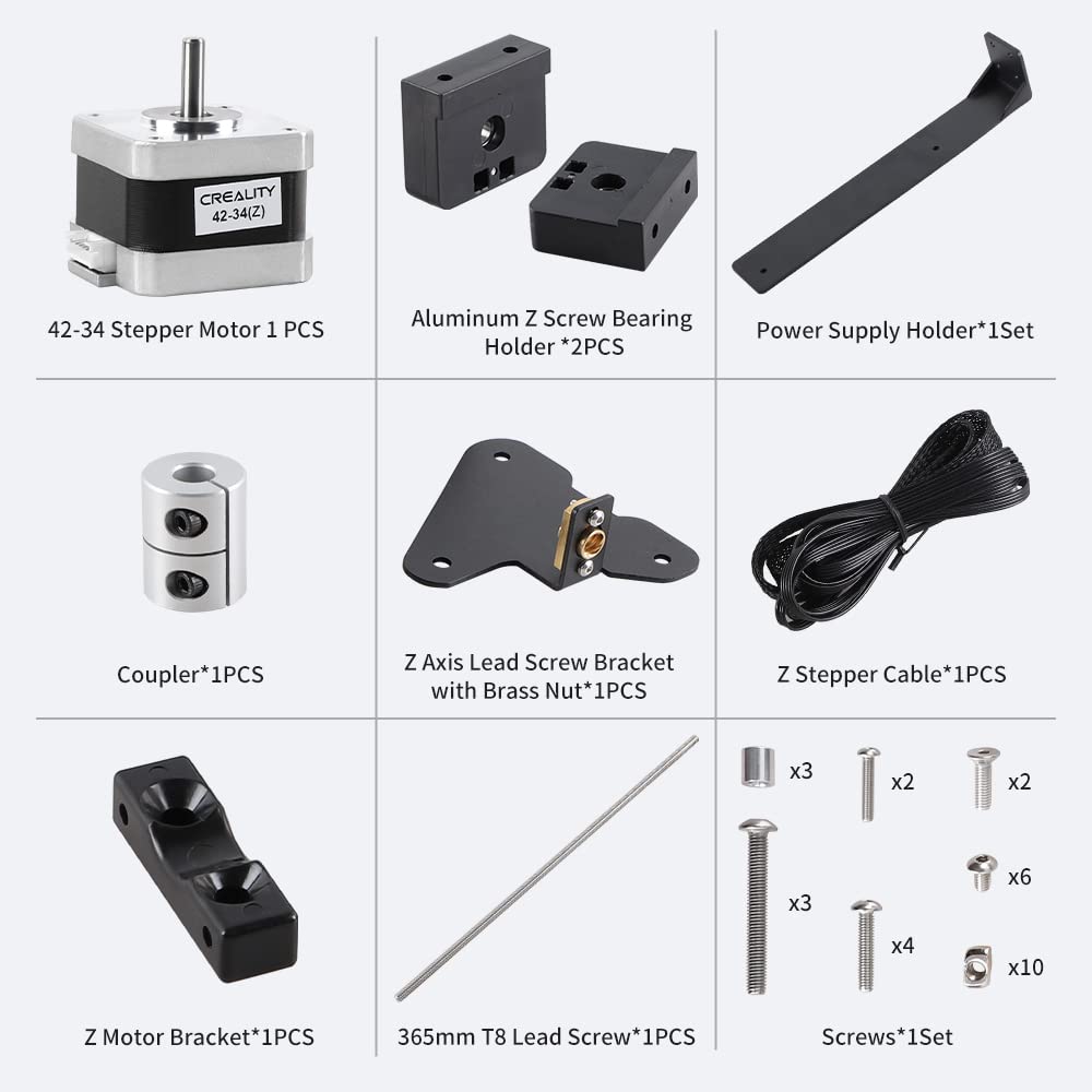 Creality 3D Official Printer Ender 3 Dual Z-axis Upgrade Kit with Lead Screw, Metal Power Supply Holder and Stepper Motor, 3D Printer Ugrades Kit for Ender 3, Ender 3 Pro, Ender 3 V2 - WoodArtSupply