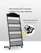 GENMO Floor-Standing Magazine Rack - Display & Store Newspapers, Magazines & Books - Simple Iron (Black) GENMO