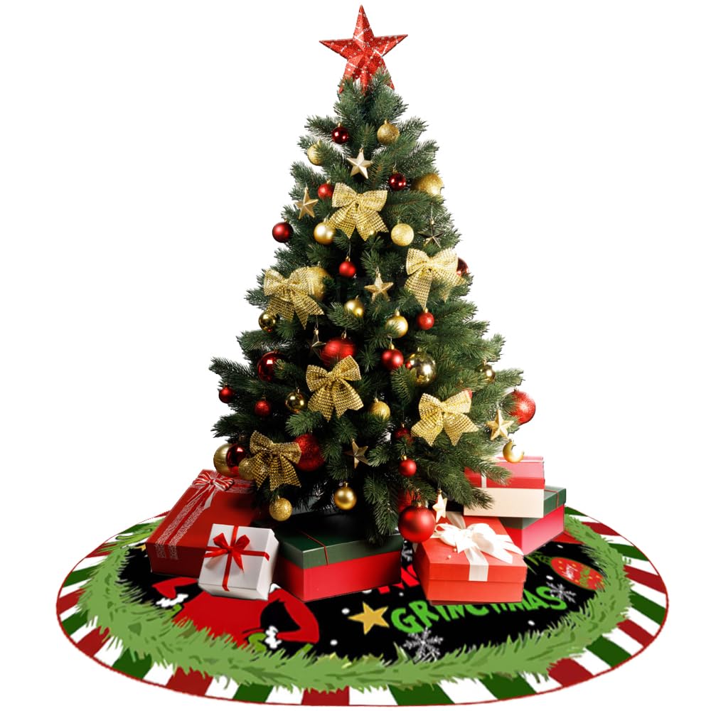Christmas Tree Skirt 48 Inches Tree Skirts, Large Christmas Decor Mat for Decor Holiday Party Indoor Outdoor Wvapzwr