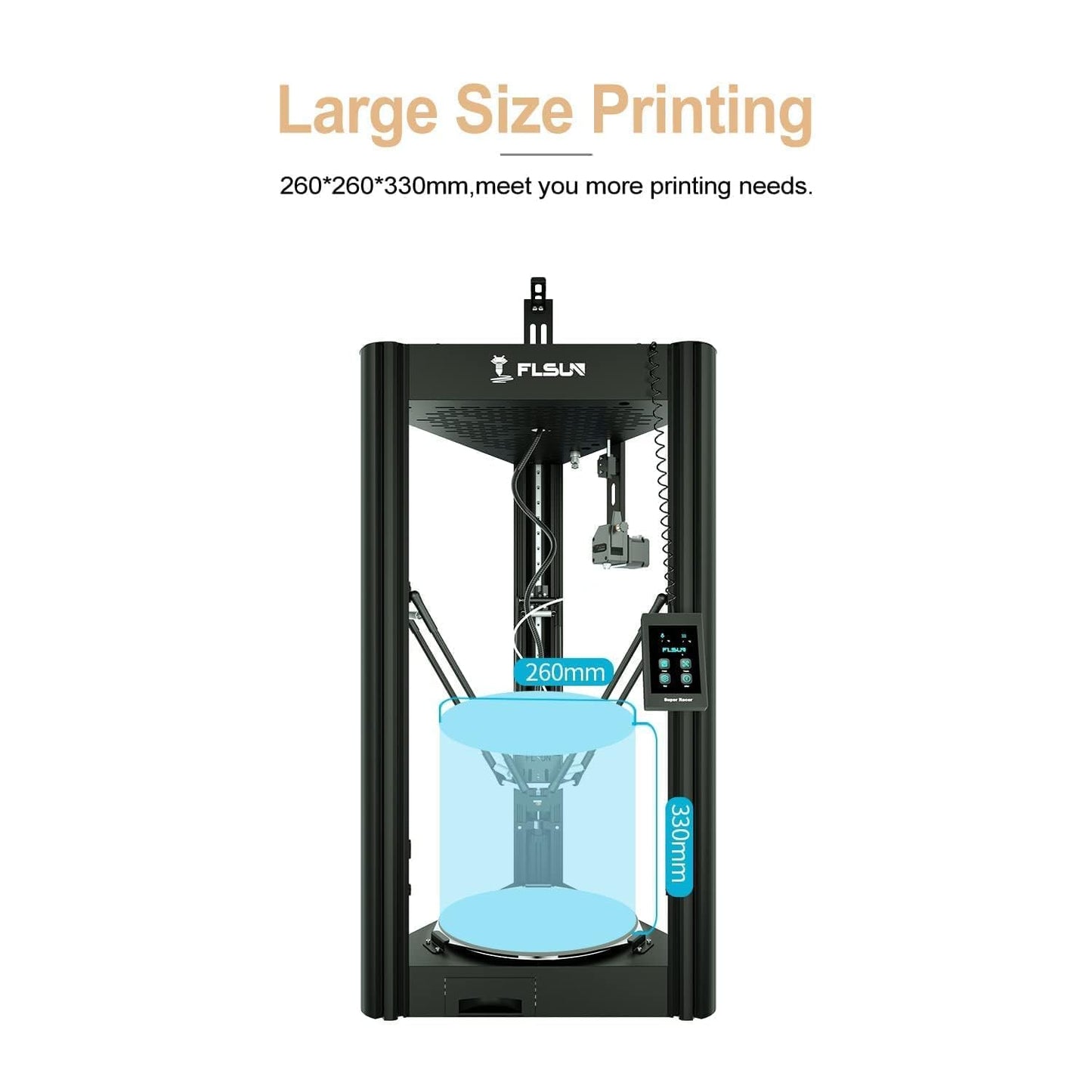 FLSUN Super Racer - 200 mm/s Fast 3D Printer, 2800 + mm/s², FDM Delta 3D Printer with self-Leveling Resume 1.75 PLA DIY 3D Printers Print Size Φ260 x 330 mm. (SR) - WoodArtSupply