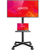AOKCOS Rolling TV Stand - Mobile TV Stand on Wheels for 32-65 inch Flat/Curved TVs with Tilting, Height Adjustment Portable Rolling TV Cart Hold up to 88 Lbs for Livingroom, Bedroom, Office, Outdoor AOKCOS