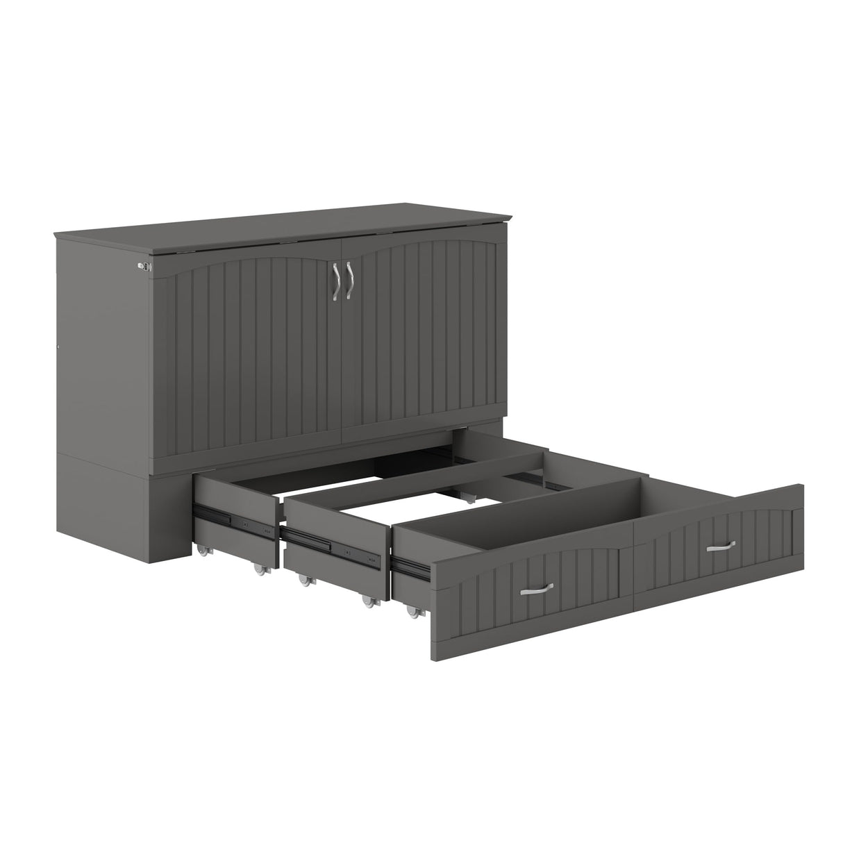 AFI, Southampton Murphy Bed Chest Queen with 6" Mattress, Storage Drawer & Built-in USB Charger, Grey AFI