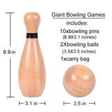NI-ROU Outdoor Giant Lawn Bowling Games Wooden lawn Set Fun Sports Games Outside or Indoor for Family Adults and Kids Backyard Skittles Carrying Bag with 10 Pins and 2 Balls NI-ROU