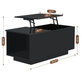 HOMMPA Lift Top Coffee Table with Charging Station Black Led Coffee Table with Storage Hidden Compartment Modern Coffee Table with Lift Top Center Table with LED Light for Living Room Home Office HOMMPA