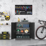 LISSIMO Metal Storage Cabinet,Locker Storage Cabinet with Doors and Adjustable Shelves,Steel Cabinet for Garage,Home,Office and School Assembly Required(Black) LISSIMO