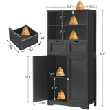 Iwell Tall Bathroom Cabinet, Storage Cabinet with 2 Drawers & Adjustable Shelves, Bathroom Storage Cabinet for Living Room, Dining Room, Entryway, Black Iwell