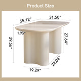 Miuuod 55.1" L Cream White Dining Table Space Saving for Small Apartment for 4-6 People Mid-Century Sturdy End Table, Coffee Table Table Solid Wood Desk Heavy Duty Miuuod