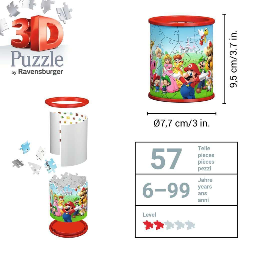Ravensburger Super Mario Brothers Pencil Pot 3D Jigsaw Puzzles for Kids Age 6 Years Up - 54 Pieces - No Glue Required Ravensburger