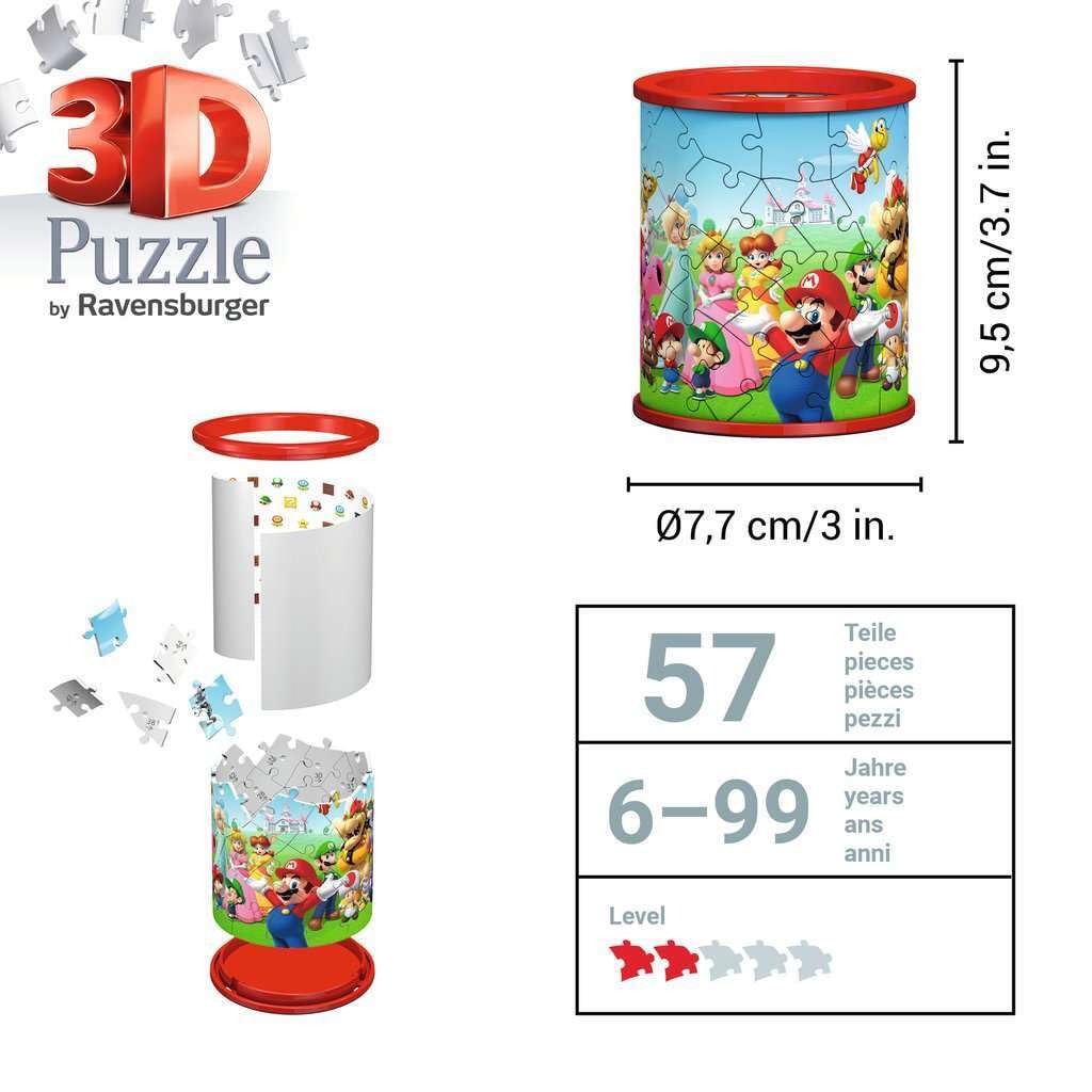 Ravensburger Super Mario Brothers Pencil Pot 3D Jigsaw Puzzles for Kids Age 6 Years Up - 54 Pieces - No Glue Required