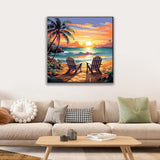 JUJUHOOD Sunset Beach Scene Framed Paint by Numbers Kit for Adults Beginner & Kids Ages 8-12, Seaside Paint by Number Without Easel, Simple Paint by Numbers for Gift Home Wall Decor (10x10Inch) JUJUHOOD