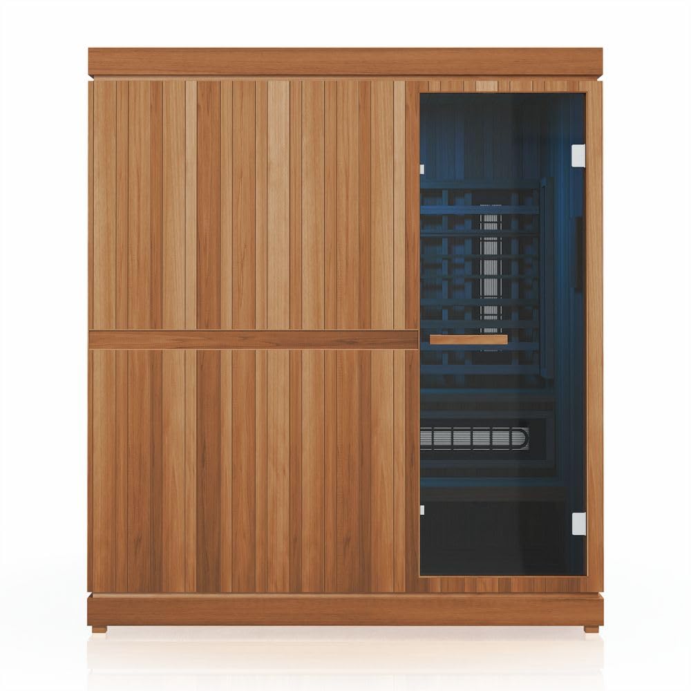 Premium 4-Person Home Infrared Sauna Combo, Near & Far Infrared, UL-Listed, 4.5kW Conventional Sauna Heater, Bluetooth Audio, 170° in Under 1-Hour, Red Light Therapy, Touch Control, Premium Cedar