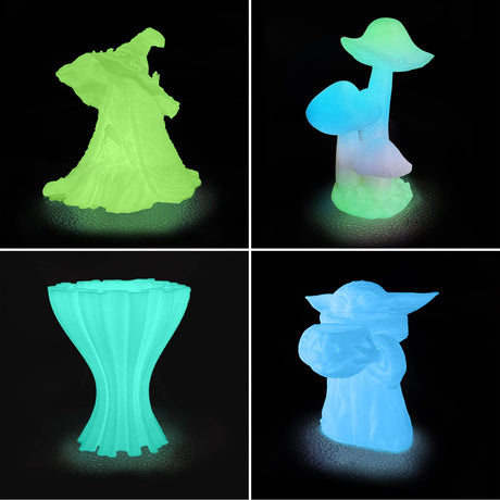 iSANMATE 3D Printer Filament Bundle, Glow in The Dark Filament Multicolor, Green, Blue and Blue-Green, PLA Filament 1.75 mm, Dimensional Accuracy +/- 0.03 mm, 250g X 4 Pack iSANMATE