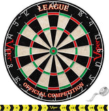 Viper League Regulation Bristle Steel Tip Dartboard Set with Staple-Free Bullseye, Galvanized Metal Thin Radial Spider Wire; High-Grade Compressed Sisal Board with Rotating Number Ring Extending Life Viper
