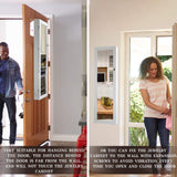 FDW Jewelry Cabinet 47.3" H Wall/Door Mounted Lockable Jewelry Armoire Organizer with Mirror With 2 Drawers 6 Shelves 43.3"×10.6" Mirror High Capacity Jewelry Organizer (White) FDW