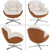 Ya-Home Modern Swivel Accent Chair, Chenille Upholstered Leisure Chair with Cozy Seat Silver Metal Base, Comfy Lounger Armchair Recliner Chair for Living Room Bedroom, 1PC, Beige Ya-Home