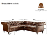 EYBCT Faux Leather Sectional Sofa Couch for Living Room, L Shaped Reversible Modern Chesterfield Sofa with Rolled Arms and Nailhead, 5 Seat Tufted Couch for Small or Large Space (Dark Brown) EYBCT