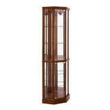 Royard Oaktree 70" Lighted Corner Curio Cabinet with Glass Doors, Wooden Display Cabinet with Adjustable Tempered Glass Shelves and Mirror Back, Retro Storage Cabinet with Curved Design, Dark Walnut Royard Oaktree