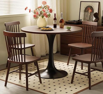 HEPMIMZHU 23.6" Round Tulip Dining Table, Mid-Century Tulip Table Kitchen Tulip Dining Table 2 People with MDF Table Top & Pedestal Base for Office Living Room