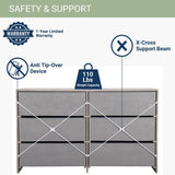 Modern 6-Drawer Dresser with Spacious Storage,Sturdy Wood Frame, and Large Capacity Drawers, Dressers for Bedroom, Home Organization Storage for Living Room or Hallway, Grey Techni Home