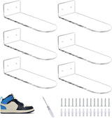 Alitamei Acrylic Floating Shoe Rack (Set of 6) Wall Mount Display Shoe Rack Transparent Storage Rack for Home Use Sneaker Display Rack with Screws and Anchors Alitamei